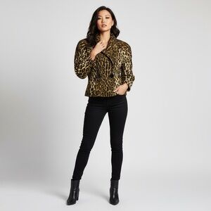 CASIEN VINTAGE BROWN Leopard Print Jacket Size Small